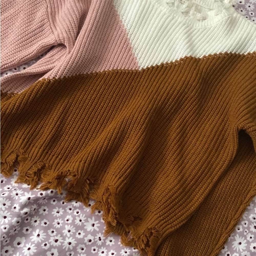Marshalls Pink, Cream, and Brown Sweater